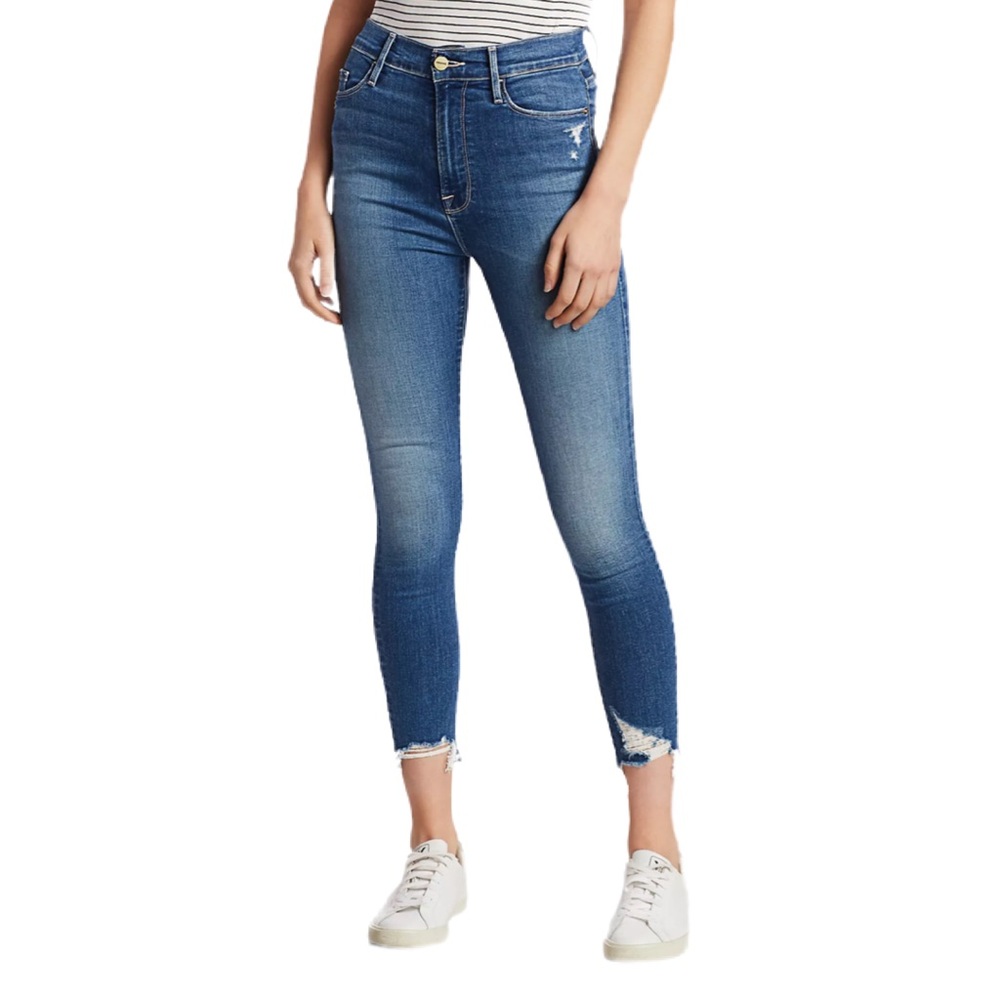Frame Ali High Rise Cigarette Women’s 25 Jeans Raw Hem Madera Rips Skinny Denim